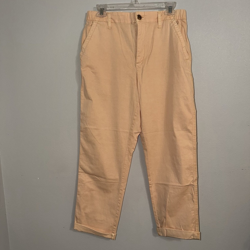 Old Navy Chino Pants Size Medium Peach Pastel Back Elastic Waist High Rise